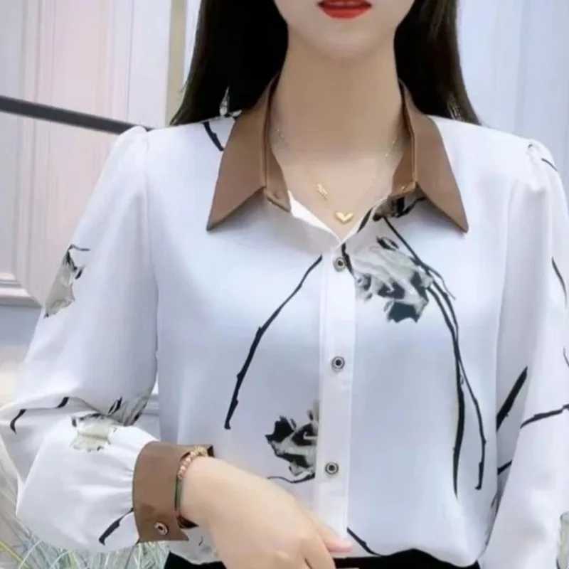 Top Trends: Spring And Autumn Women's Square Neck Long Sleeve Cardigan Button Spliced Flower Letter Printing Commuter Fashion Casual Tops Shoppable Styles