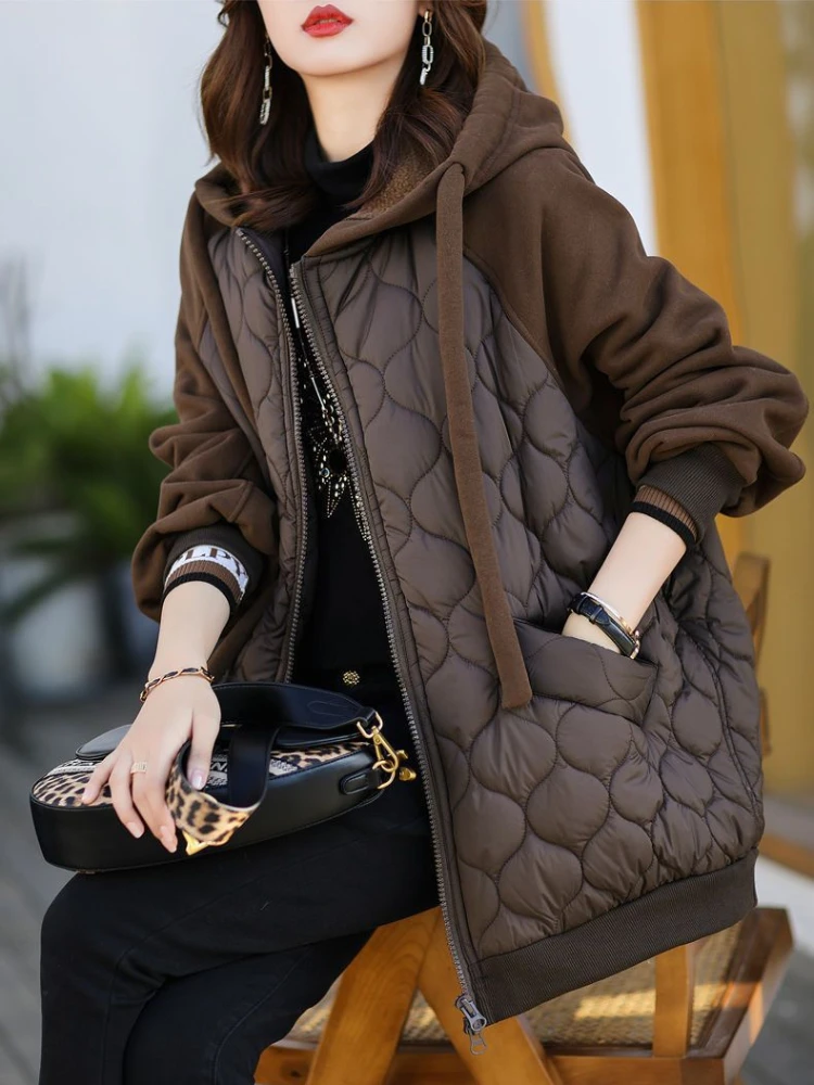 Top Trends: New Winter Women's Coat Hooded Vintage Warm Cotton Padded Jacket Korean Clothing Oversized Jackets Quilted Coats Female Outwear Shoppable Styles