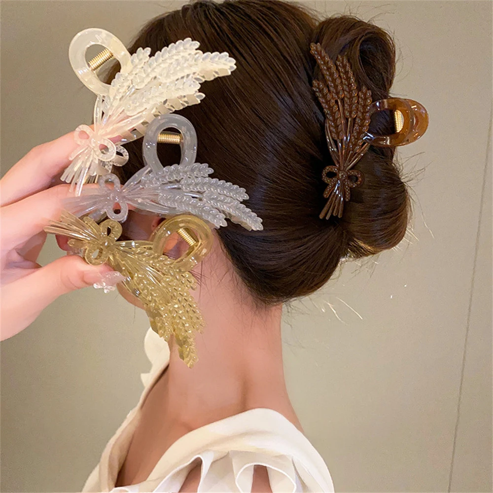 Top Trends: Woman Large Plastic Wheat Hair Claw Design Acrylic Hair Clips Barrettes Girl Washing Face Hairpin Headwear Lady Hair Accessories Shoppable Styles