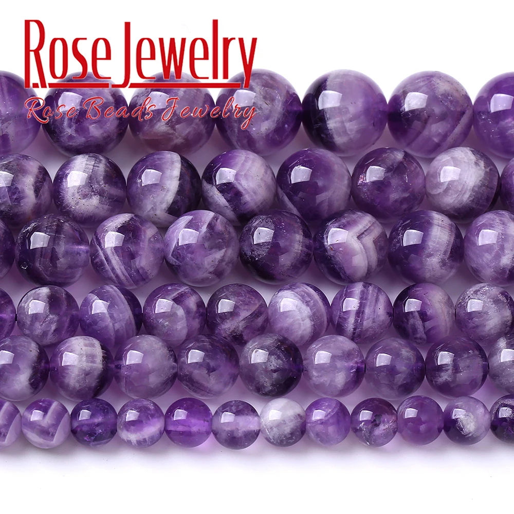 Top Trends: Wholesale Natural Stone Dream Lace Color Purple Amethysts Crystals Round Loose Beads 15&quot; Strand 4 6 8 10 12MM For Jewelry Making Shoppable Styles