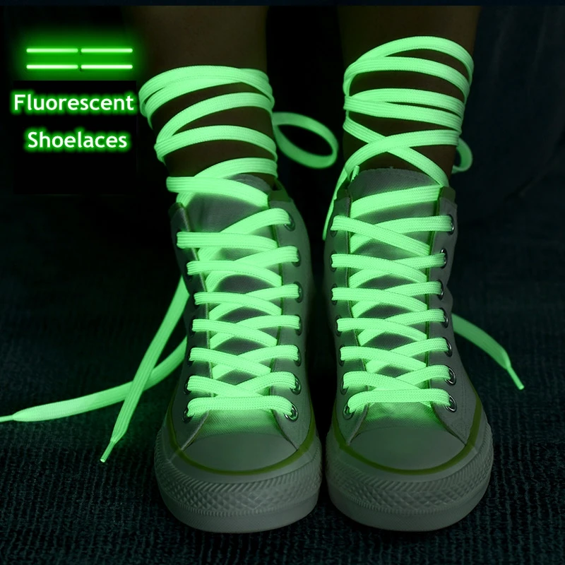 Top Trends: 1Pair Luminous Shoelaces Flat Sneakers Canvas Shoe Laces Glow In The Dark Night Color Fluorescent Shoelace 80 / 100 / 120 / 140cm Shoppable Styles