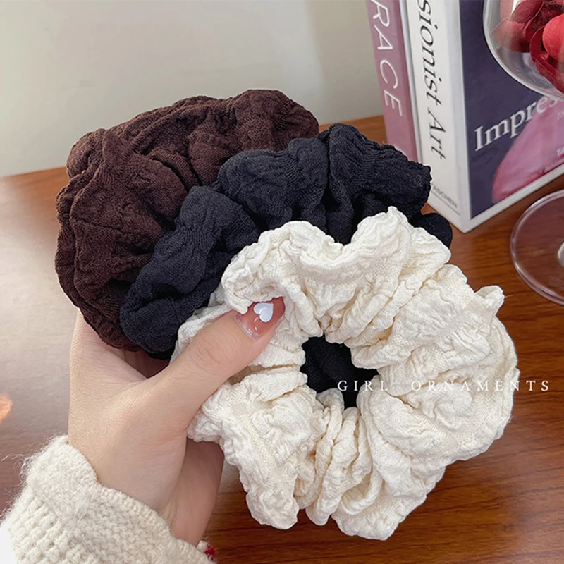 Top Trends: Newest Korean Woman Large Cream Puff Elastics Hair Band Solid Color Scrunchies Hair Ties Ladies Ponytail Hold Hair Accessories Shoppable Styles - Image 6