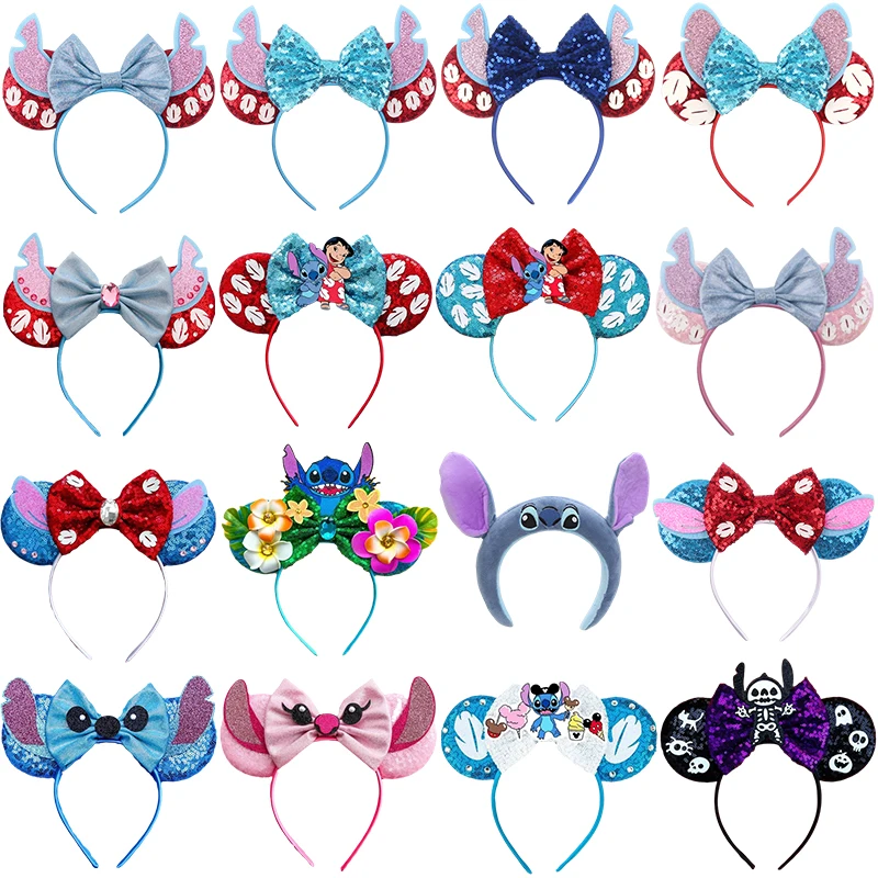 Top Trends: Cute Lilo &amp; Stitch Hair Bands For Girls Anime Leaves Ears Headband Kids Disney Angel Hair Accessories Women Sequins Bow Headwear Shoppable Styles