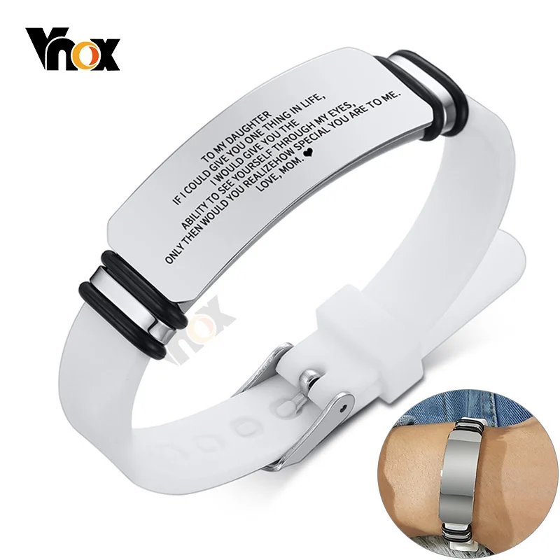 Top Trends: Vnox Casual Personalize Engrave Silicone Bracelets For Men Women Stainless Steel ID Tag Custom Sports Gifts Jewelry Shoppable Styles