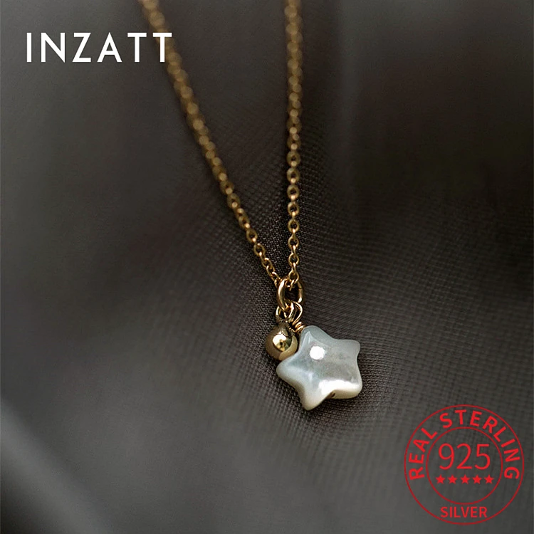 Top Trends: INZATT Real 925 Sterling Silver Shell Star Bead Pendant Choker Necklace For Women Classic Fine Jewelry Minimalist Accessories Shoppable Styles