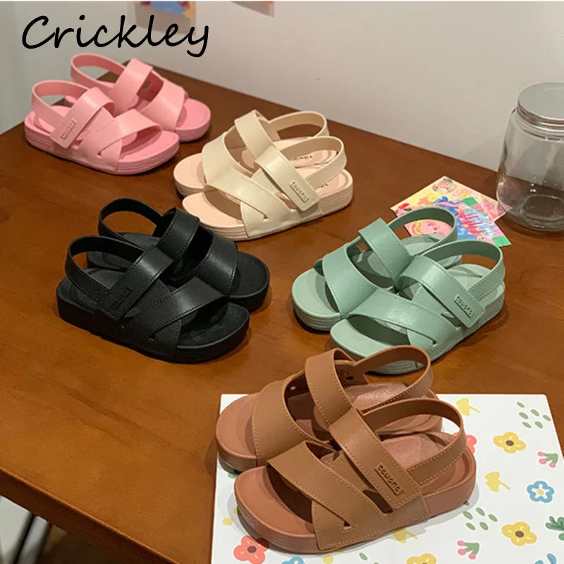 Top Trends: Summer Children Beach Shoes Solid PVC Waterproof Child Boys Girls Sandals Casual Non Slip Pool Barefoot Kids Gladiator Sandals Shoppable Styles