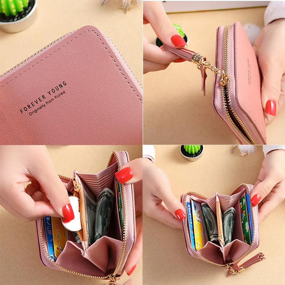 Top Trends: Wallet New Korean Style Simple Square Women'S Wallet Short Zipper Small Wallet Tassel Mini Coin Purse Female Clutch Card Holder Shoppable Styles - Image 4