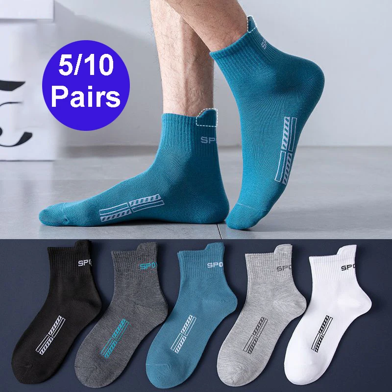 Top Trends: 5 / 10 Pairs Man Socks High Quality Casual Breathable Socks Men Cotton Socks Run Sports Socks Men Gift Sokken Large Size38-43 Shoppable Styles