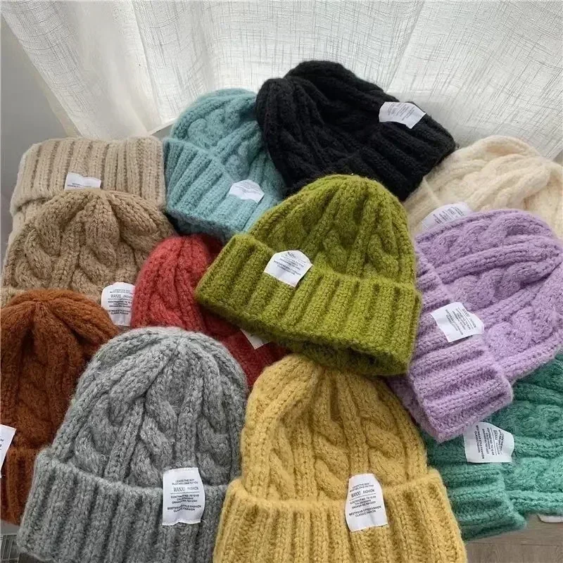 Top Trends: New Women Men Autumn Winter Warm Beanie Hat Fashion Solid Color Elasticity Knitted Twist Crochet Beanies Hats Cap For Women Men Shoppable Styles - Image 5