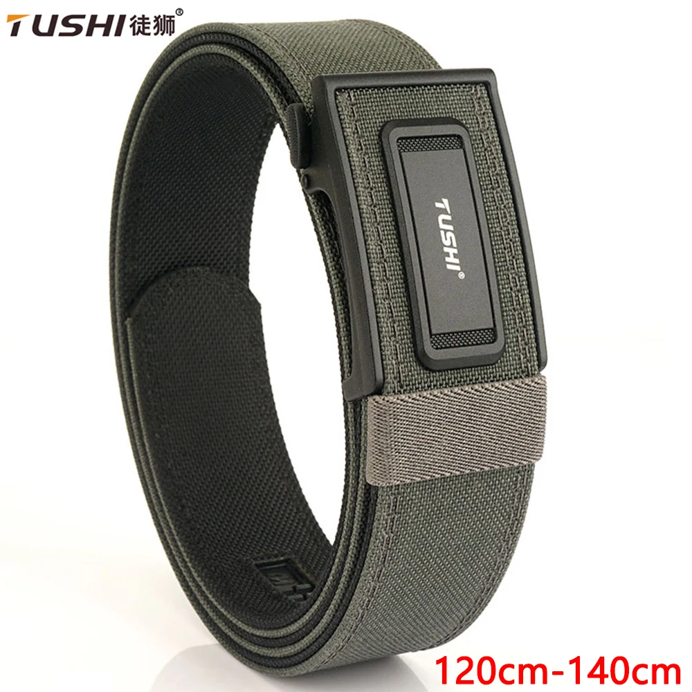 Top Trends: TUSHI Military 140cm Gun Belt For Men Sturdy Nylon Metal Automatic Buckle Police Belt Tactical Outdoor Girdle IPSC Accessories Shoppable Styles