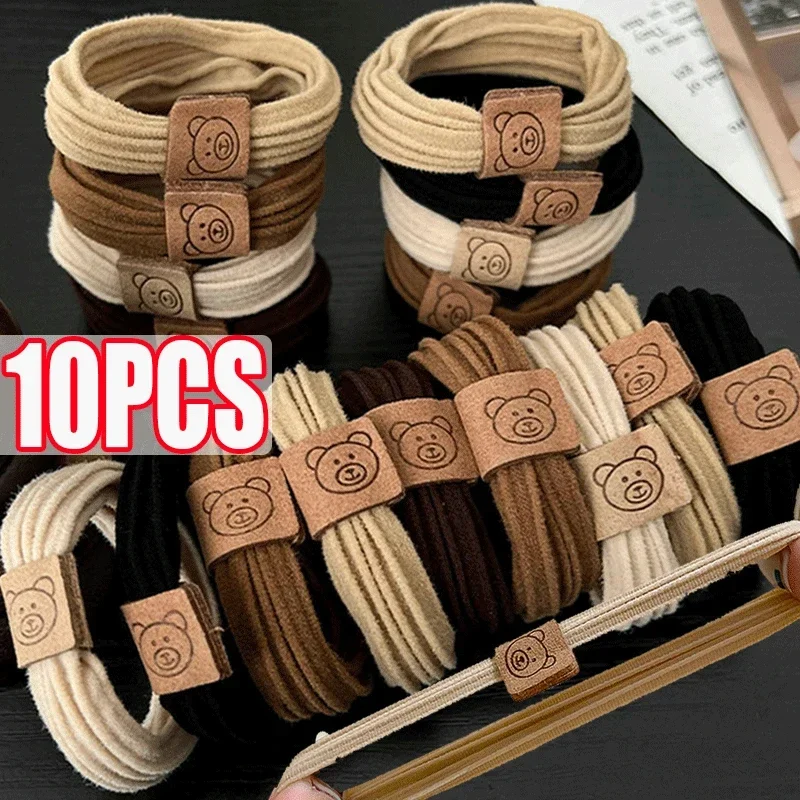 Top Trends: 1 / 10Pcs Women Girls Pig Bear Nylon Elastic Hair Bands Hair Ties Ponytail Holder Rubber Bands Scrunchie Headwear Hair Accessories Shoppable Styles