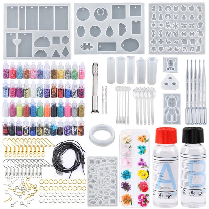 Top Trends: Epoxy Resin Kit For Beginners Silicone Resin Mold Set With DIY Supplies Tools, Glitter Sequins, Foil Flakes For Jewelry Making Shoppable Styles