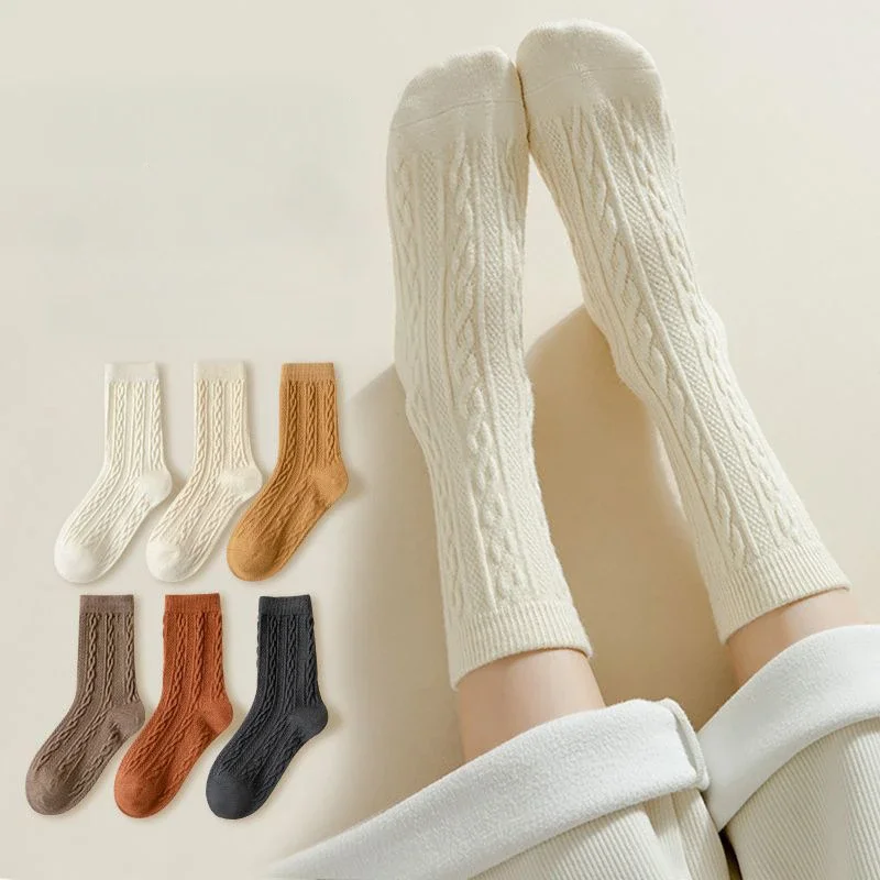 Top Trends: Women Cotton Socks Solid Color Crew Long Socks Middle Tube Female Autumn Winter Breathable Comfortable Casual Soft Sock Shoppable Styles