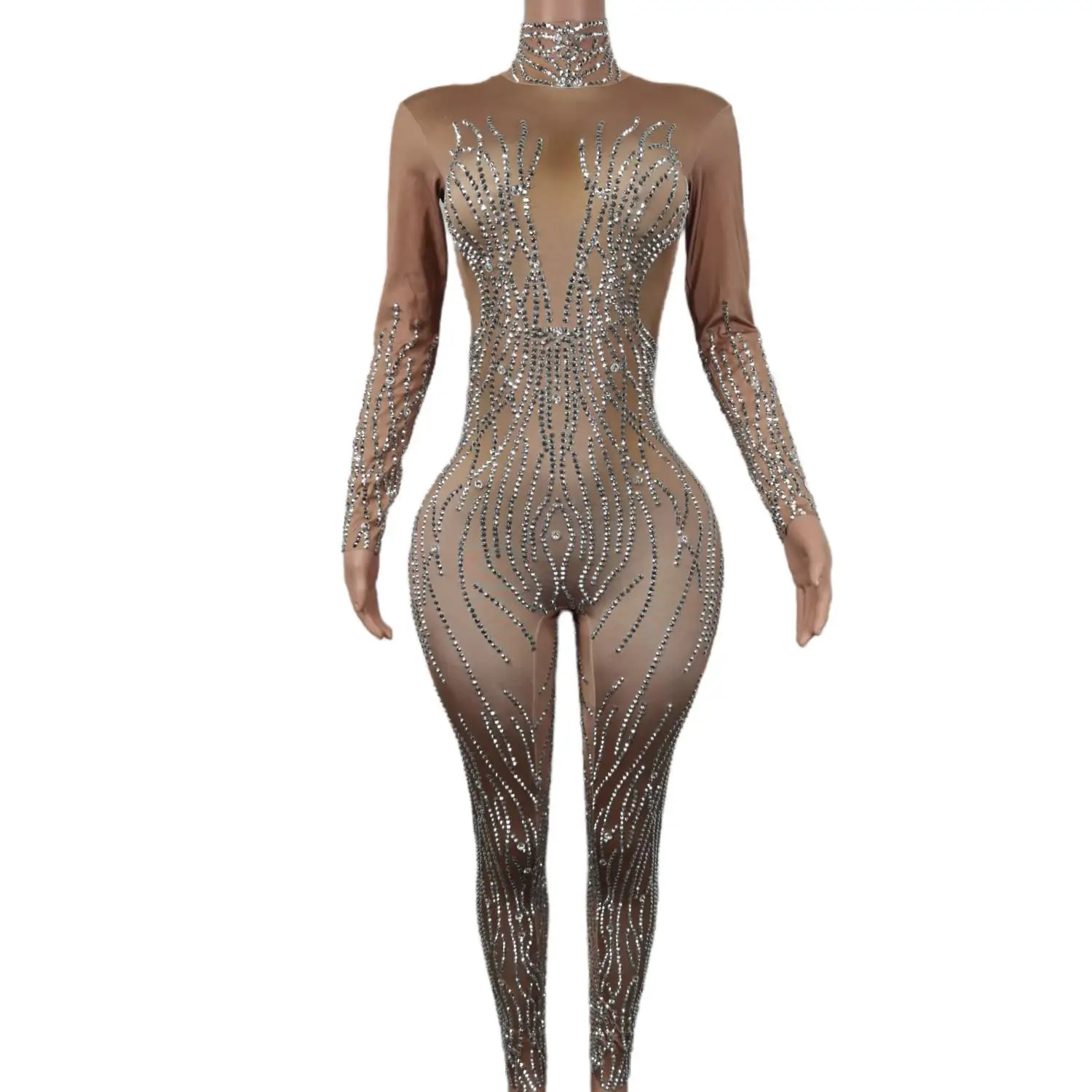 Top Trends: Luxurious Rhinestones Jumpsuit Sexy Women Crystal Nightclub Party Birthday Bodysuit Performance Costume Show Stage Wear Kuangyin Shoppable Styles