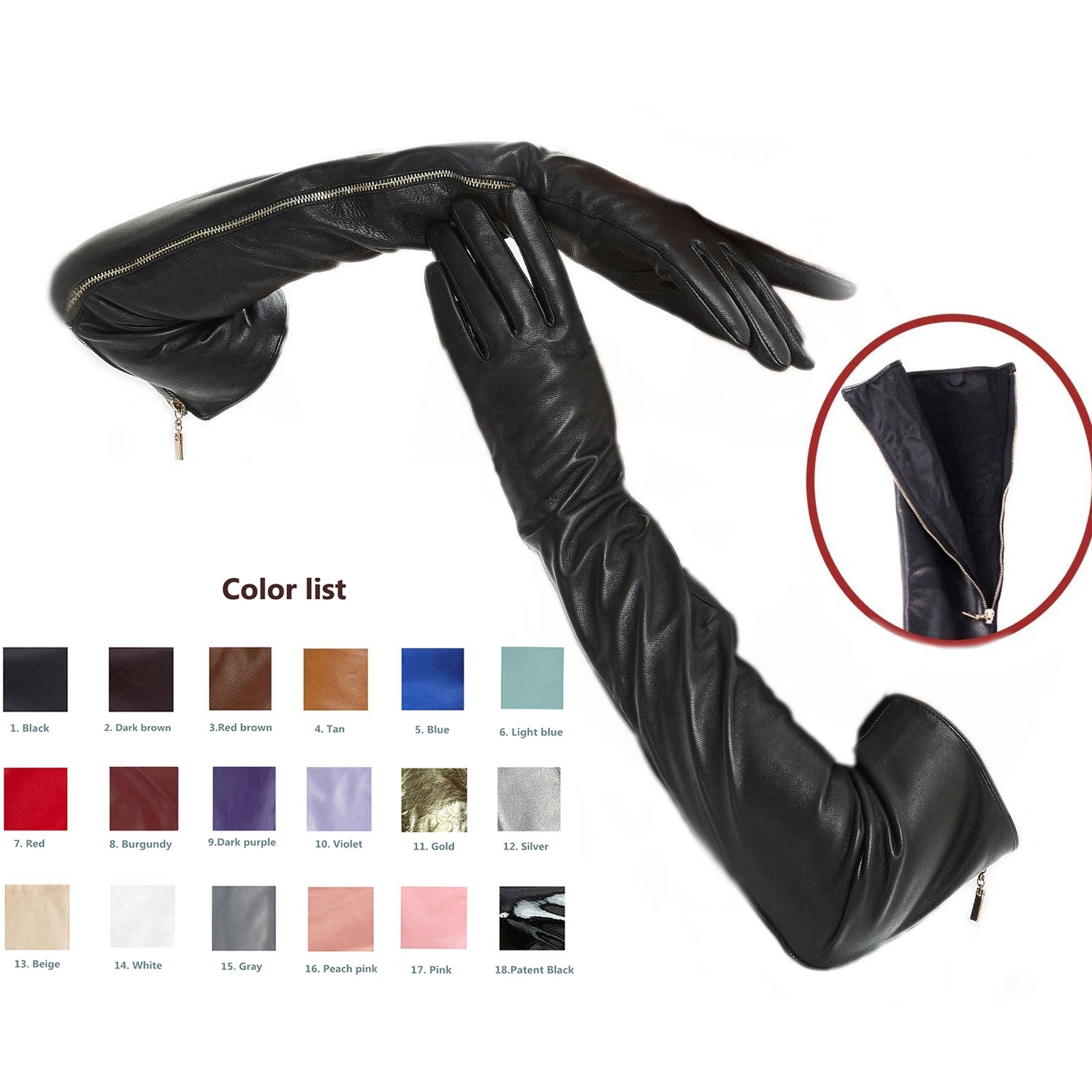 Top Trends: Custom Made 30cm To 80cm Long Top Sheep Leather Side Full Zipper Gloves Multi Colors Shoppable Styles