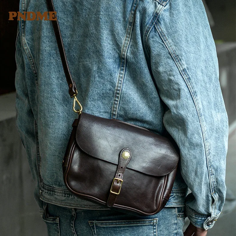 Top Trends: PNDME High Quality Luxury Genuine Leather Men Satchel Fashion Weekend Outdoor Daily Natural Real Cowhide Teens Shoulder Bag Shoppable Styles