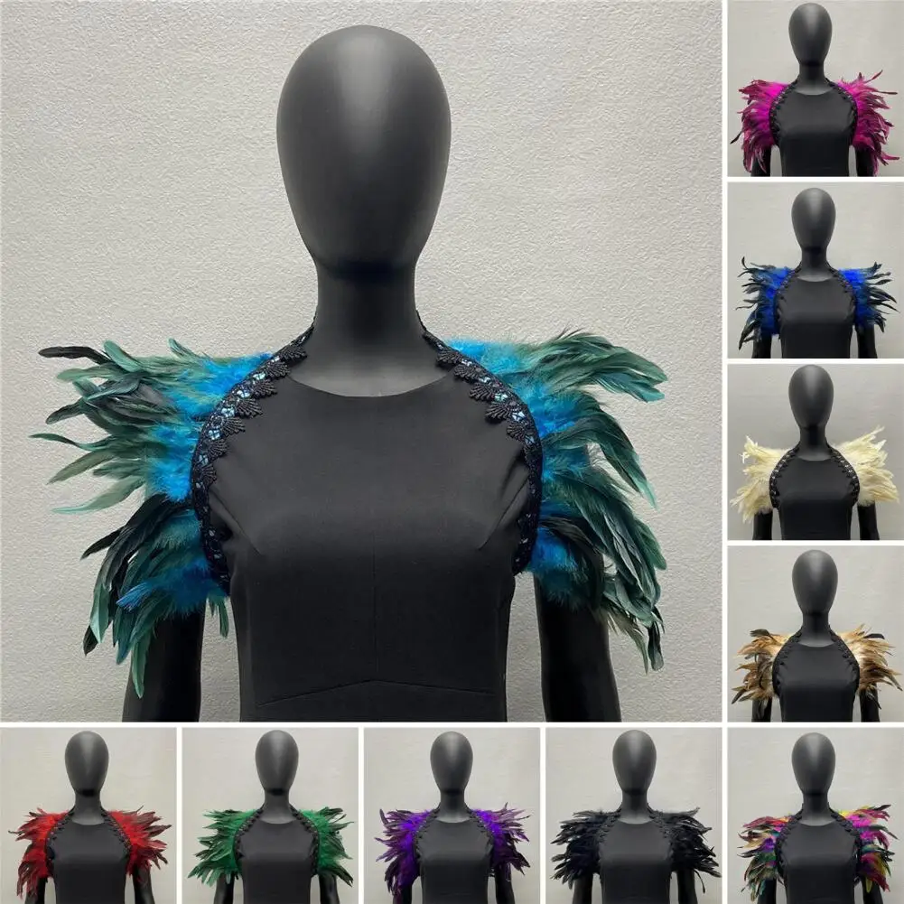 Top Trends: Luxury Feather Shawl Women Solid Color Scarf Women Real Feather Shawl Shoulder Fake Collar Halloween Cosplay Shrugs Punk Gothic Shoppable Styles