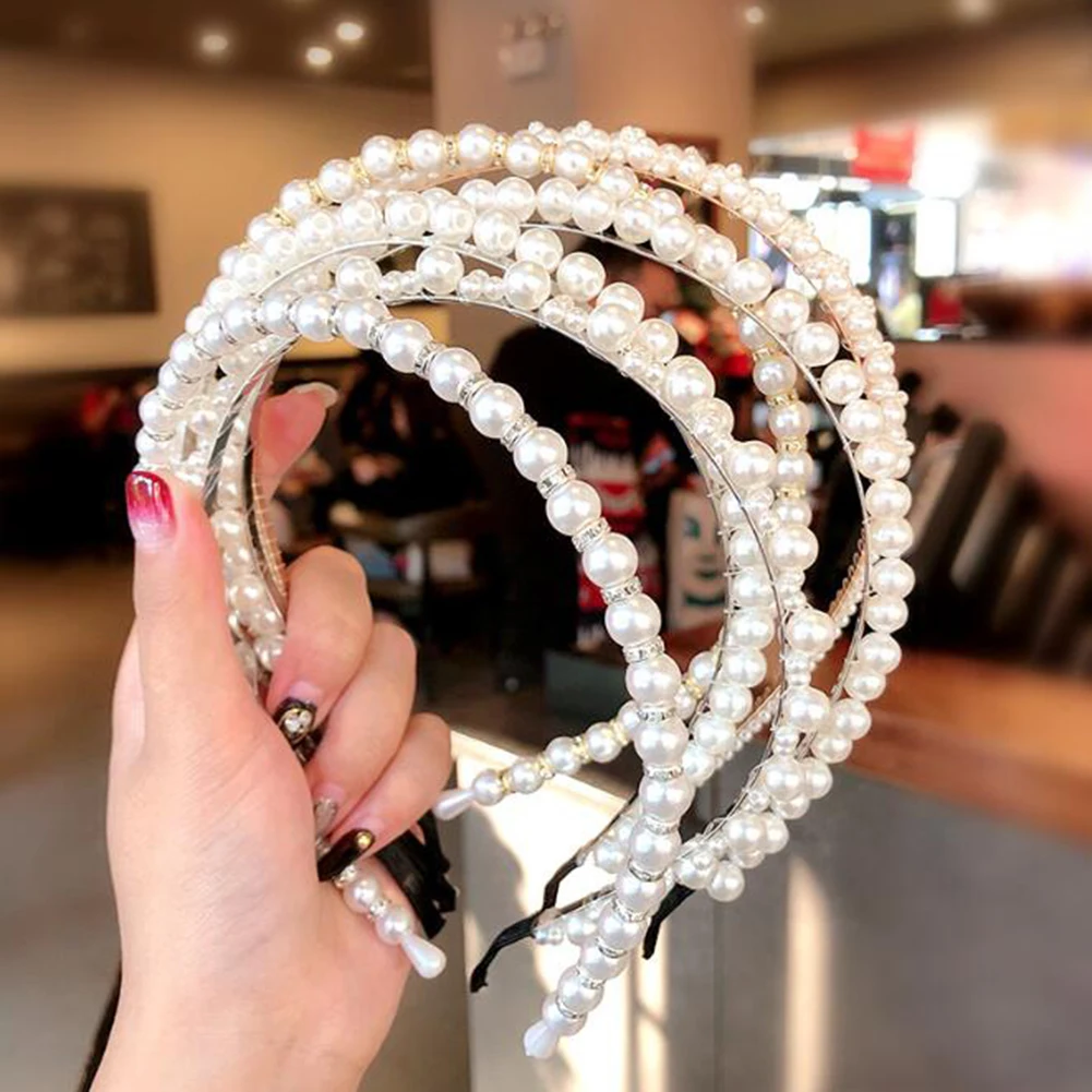 Top Trends: New Simple Full Pearls Women Hairbands Sweet Headband Hair Hoops Holder Ornament Head Band Lady Elegant Fashion Hair Accessories Shoppable Styles