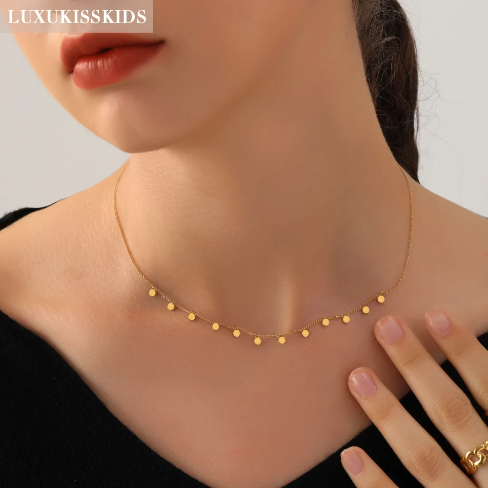 Top Trends: LUXUKISSKIDS бижутерия Golden Chains Necklaces Bohemia Star Heart Collier Elegant Stainless Steel Jewelry Trendy Decor Collars Shoppable Styles