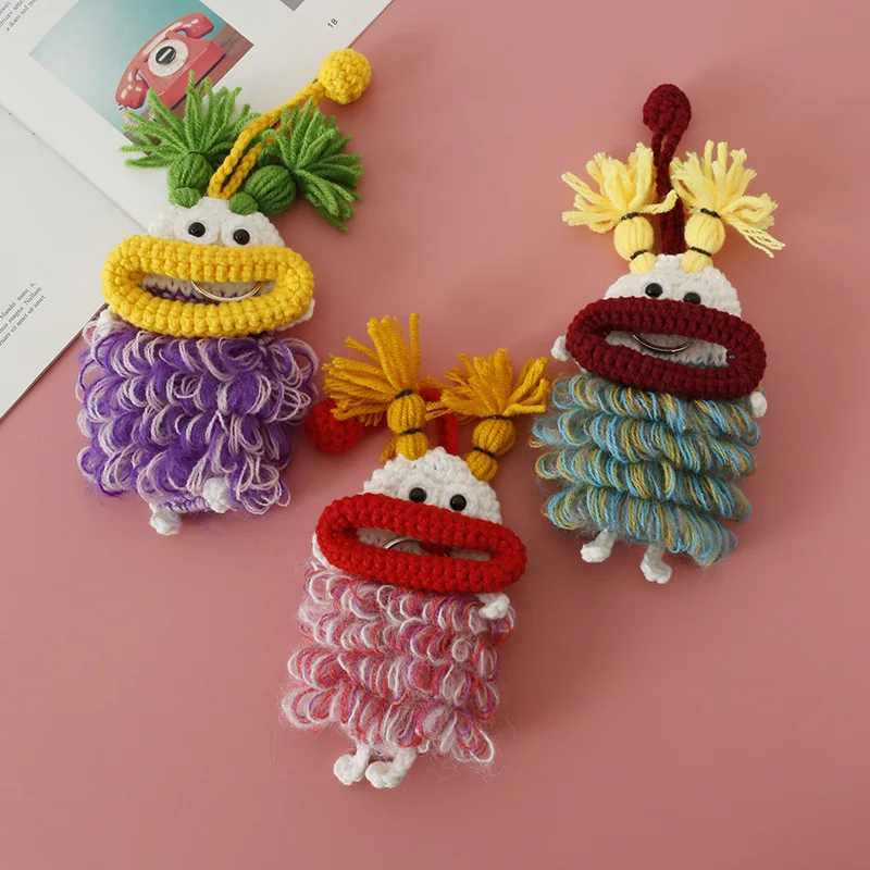 Top Trends: Funny Sausage Mouth Doll Crochet Keychains For Car Keys Storage Bag Cute Monster Doll Knitted Keyrings Wholesale Creative Gifts Shoppable Styles