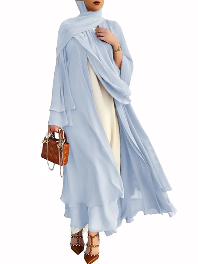 Top Trends: Chiffon Open Abaya Kimono Dubai Muslim Hijab Dress Plain Abayas For Women Turkish Dresses Ramadan Eid Islam Clothing Kaftan Robe Shoppable Styles