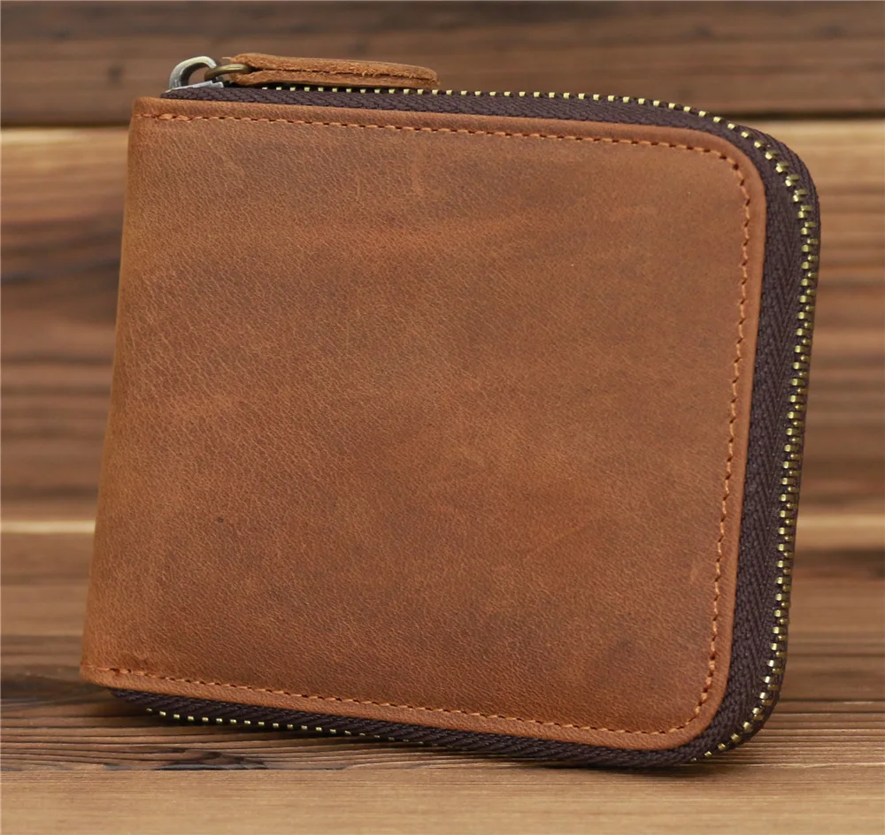 Top Trends: Vintage Men&#039;s Genuine Leather Small Wallet RFID Multi-Style Coin Pouch Cash Money Zipper Card Holder Short Slim Purse For Male Shoppable Styles