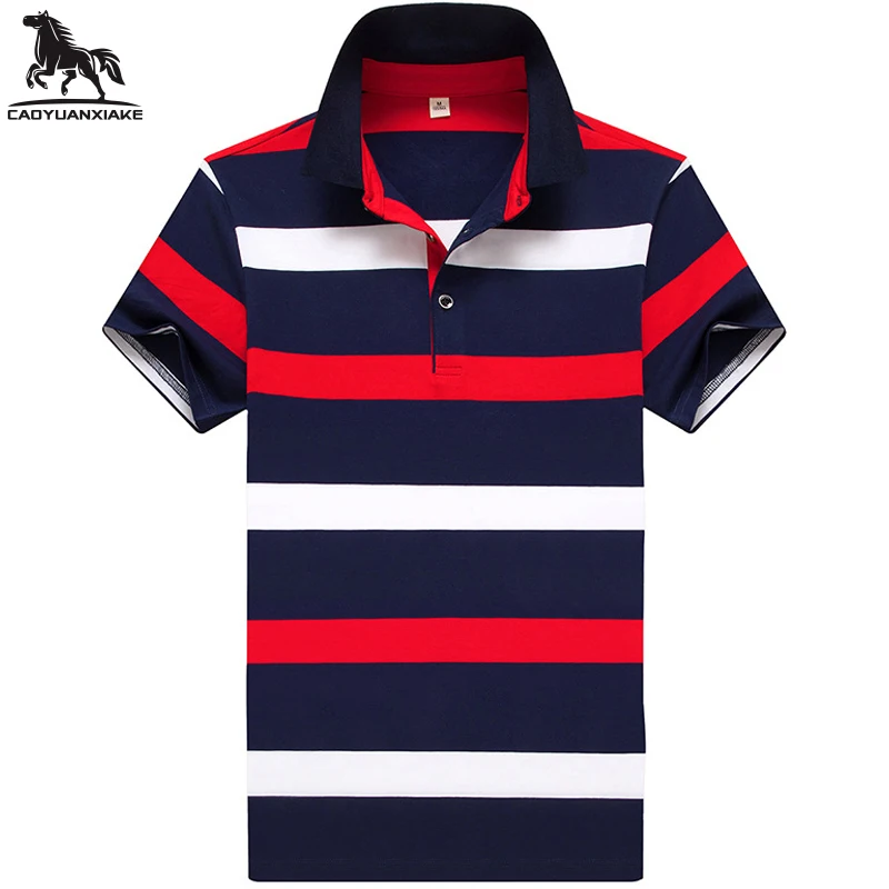 Top Trends: Polo Shirt Men Summer New Mens Short Sleeve Polo Shirt Stitching Stripe Cotton Youth Top Men&#039;s Business Casual Polo Shirt 8813 Shoppable Styles