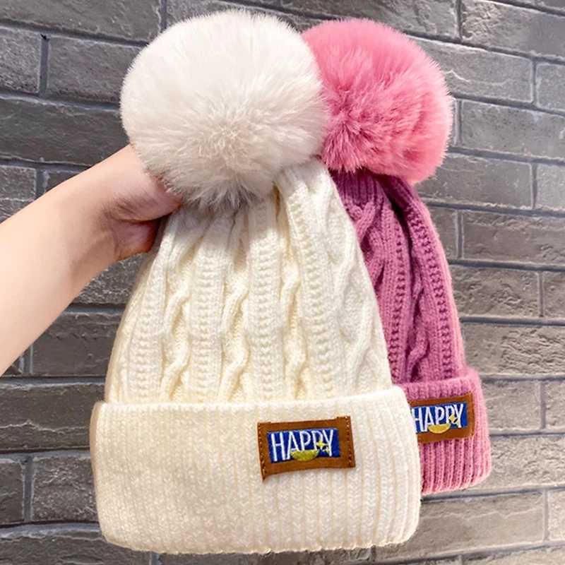 Top Trends: Women Hat High Quality Add Fur Lined Pompoms Winter Hat Stylish Wool Beanie Hats For Women Warm Thick Streetwear Knitted Cap Shoppable Styles