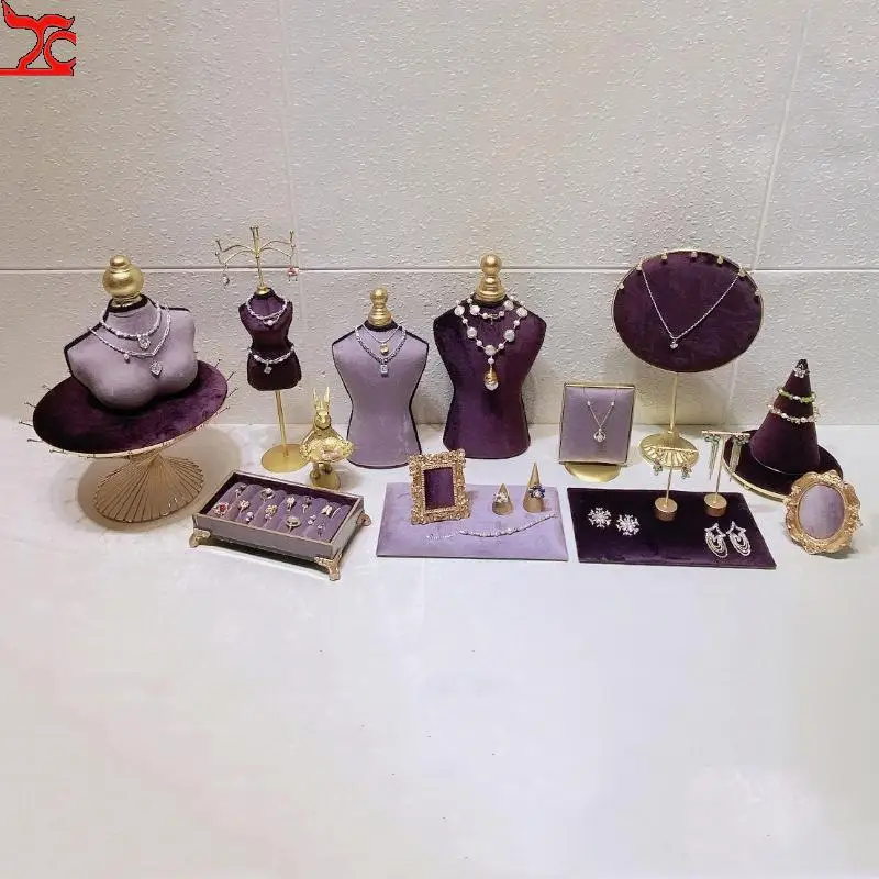 Top Trends: Fashion Purple Velvet Series Jewelry Display Props Window Jewelry Jewelry Ring Necklace Display Stand Earrings Bracelet Stand Shoppable Styles