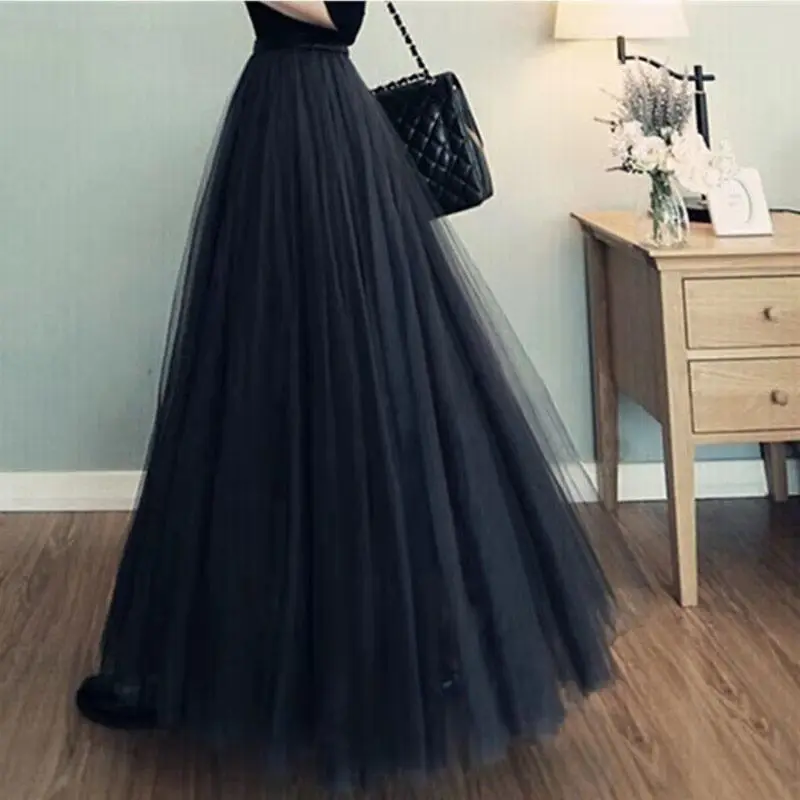 Top Trends: Korean Fashion Solid Color Mesh Ball Gown Skirt Women's Clothing Elegant Simplicity Ladies Pleated High Waist A-Line Skirts Shoppable Styles