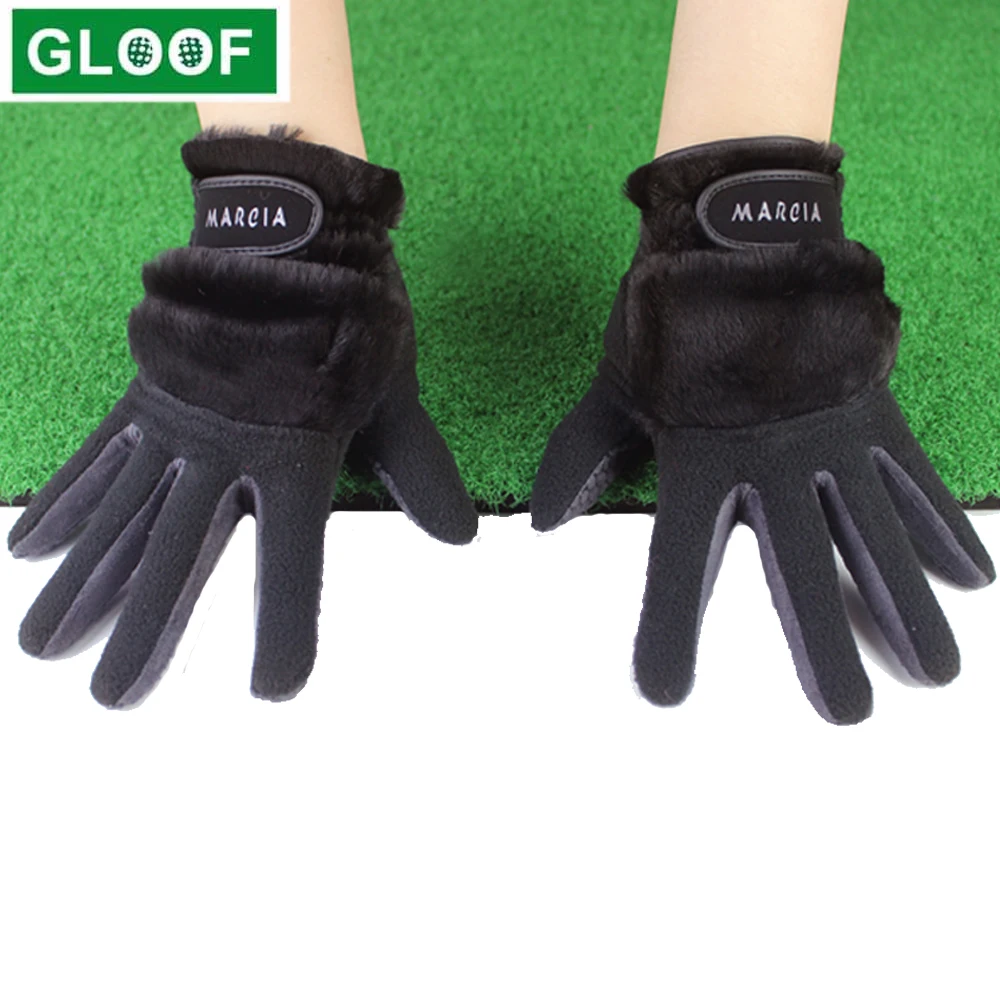 Top Trends: 1 Pair Women Winter Golf Gloves Anti-slip Artificial Rabbit Fur Warmth Soft Fiber Outdoor Sport Full Finger Golf Gloves Shoppable Styles