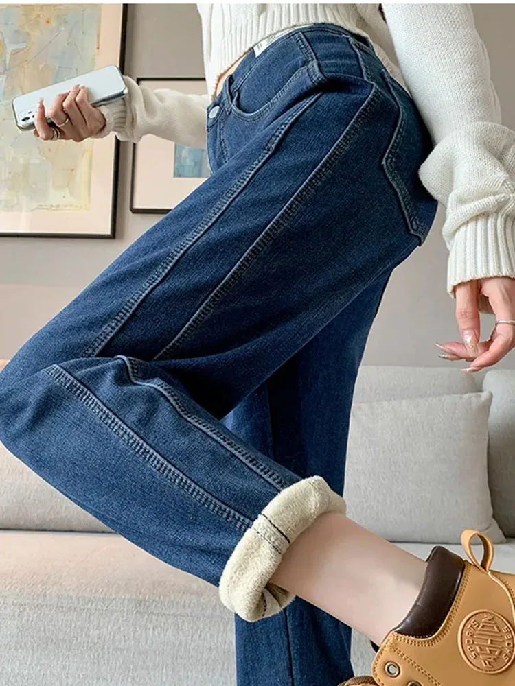 Top Trends: Winter Add Velvet Baggy Harem Jeans Blue High Waist Denim Pants Warm Korean Vaqueros Thicken Woman New Fashion Pantalones Shoppable Styles - Image 4