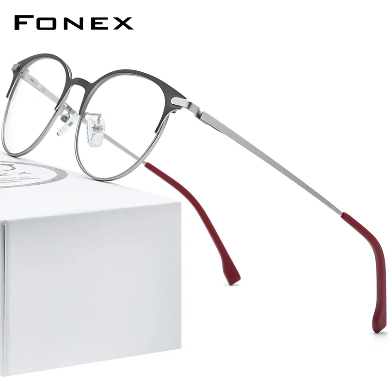 Top Trends: FONEX Alloy Glasses Frame Men Ultralight Women Vintage Round Prescription Eyeglasses Retro Optical Frame Screwless Eyewear 988 Shoppable Styles