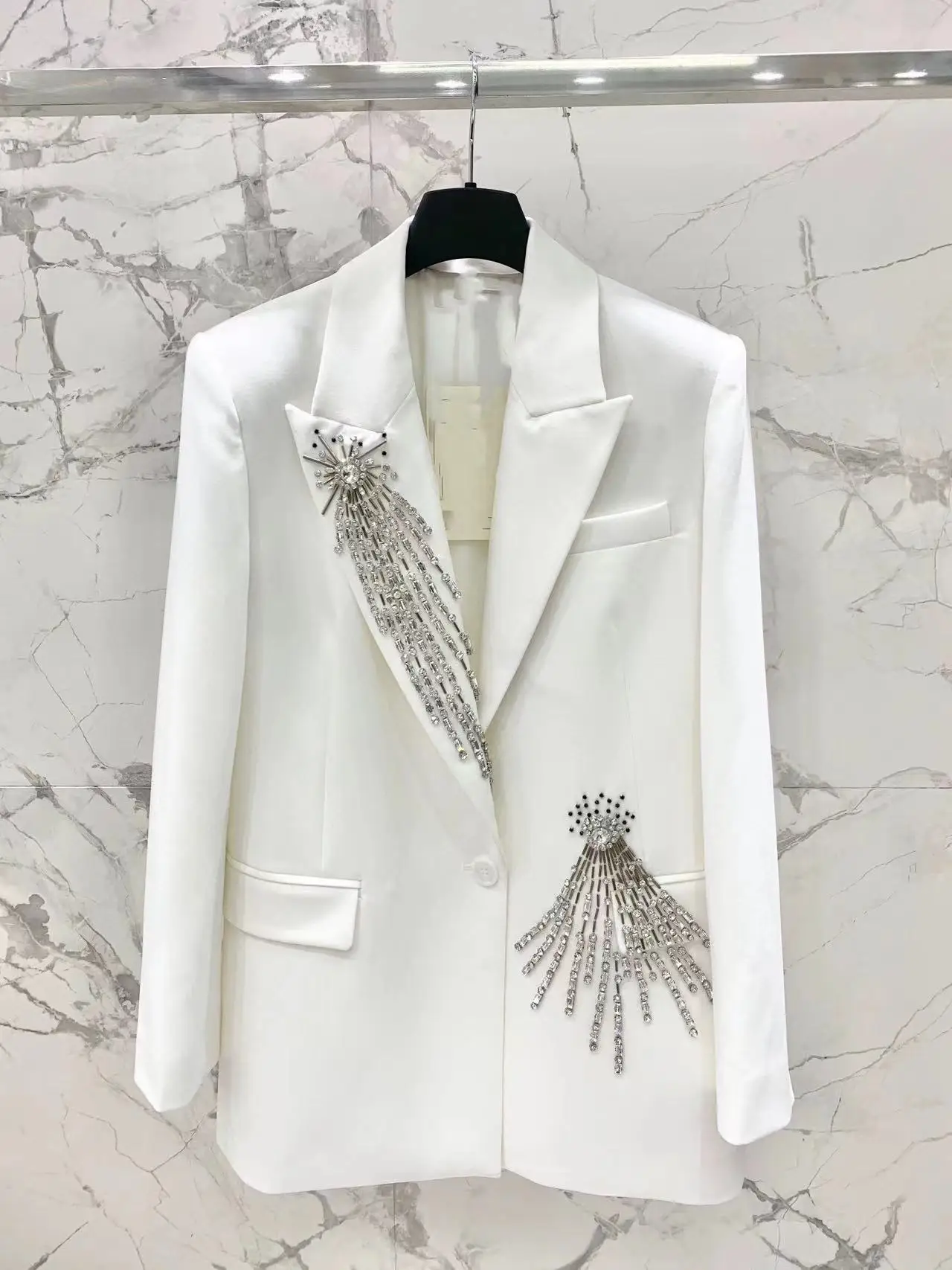 Top Trends: Women Ladies Blazer Luxury Rhinestone Office Business Formal Wedding Exquisite Elegant Suit Jacket Single Top Shoppable Styles - Image 2