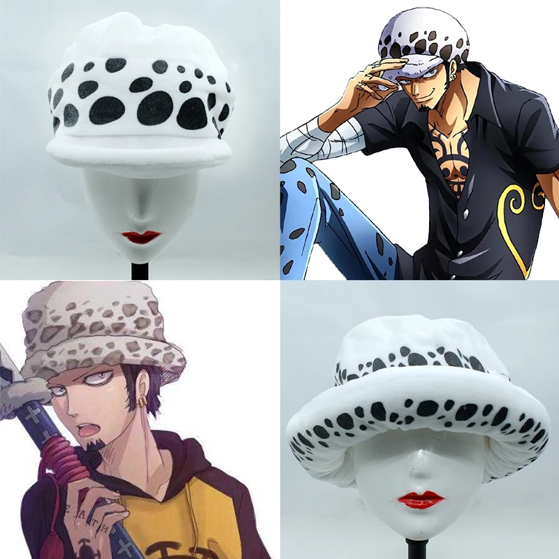 Top Trends: Halloween Anime Trafalgar Law Hat Cosplay Costumes Unisex White Spot Plush Cap Accessories Eternal Memory Gift Prop Collection Shoppable Styles