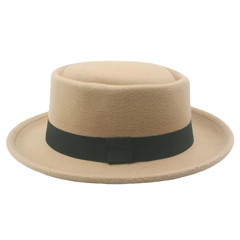 Top Trends: Flat Top Fedoras Jazz Hats For Women Men Solid Color Imitation Woolen Jazz Cap British Style Wide Brim Ladies Bowler Hats Fedora Shoppable Styles - Image 6