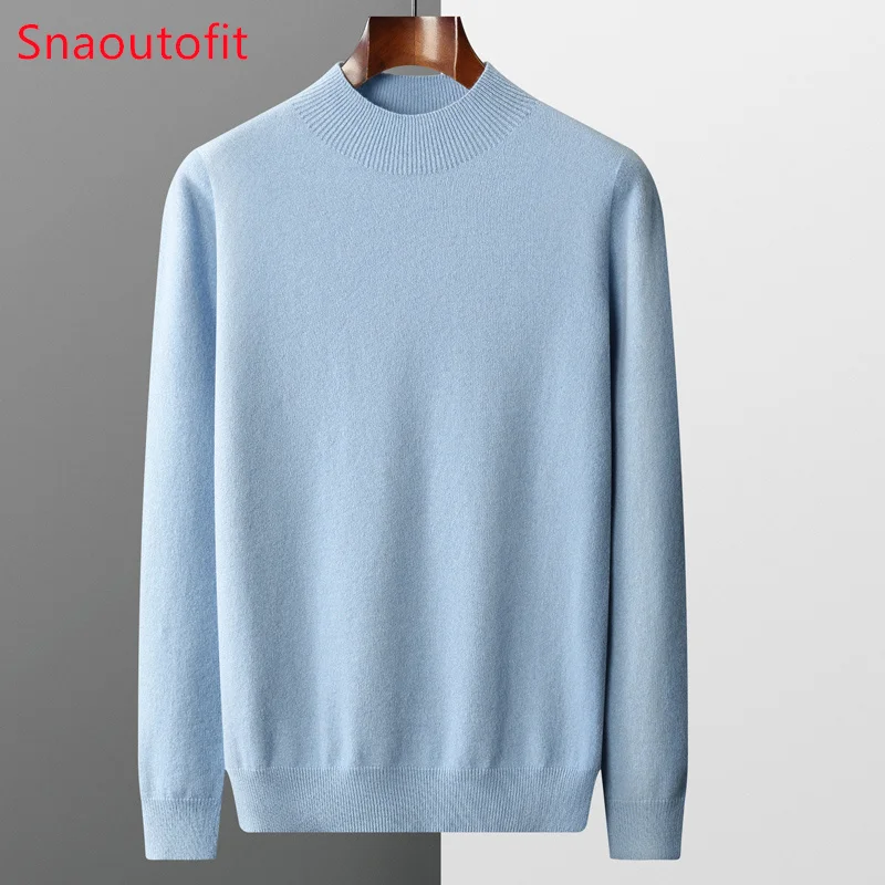 Top Trends: First Line Garment Seamless Wool Knit Pullover Men's Clothing Spring Autumn Half High Neck Basis Casual Business Sweater For Men Shoppable Styles