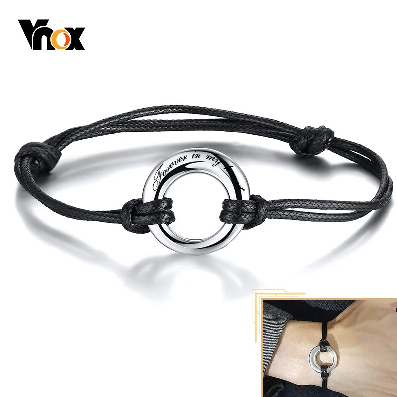 Top Trends: Vnox Free Custom Urn Ashes Bracelets For Men Women Adjustable Rope Circle Of Life Eternity Memorial Gifts Cremation Jewelry Shoppable Styles