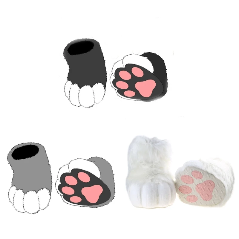 Top Trends: Fursuit Paws Costume Lion Bear Props Animal Feet Slippers One Size Fit Most Adult Teens Halloween Costume Party Supplies Shoppable Styles