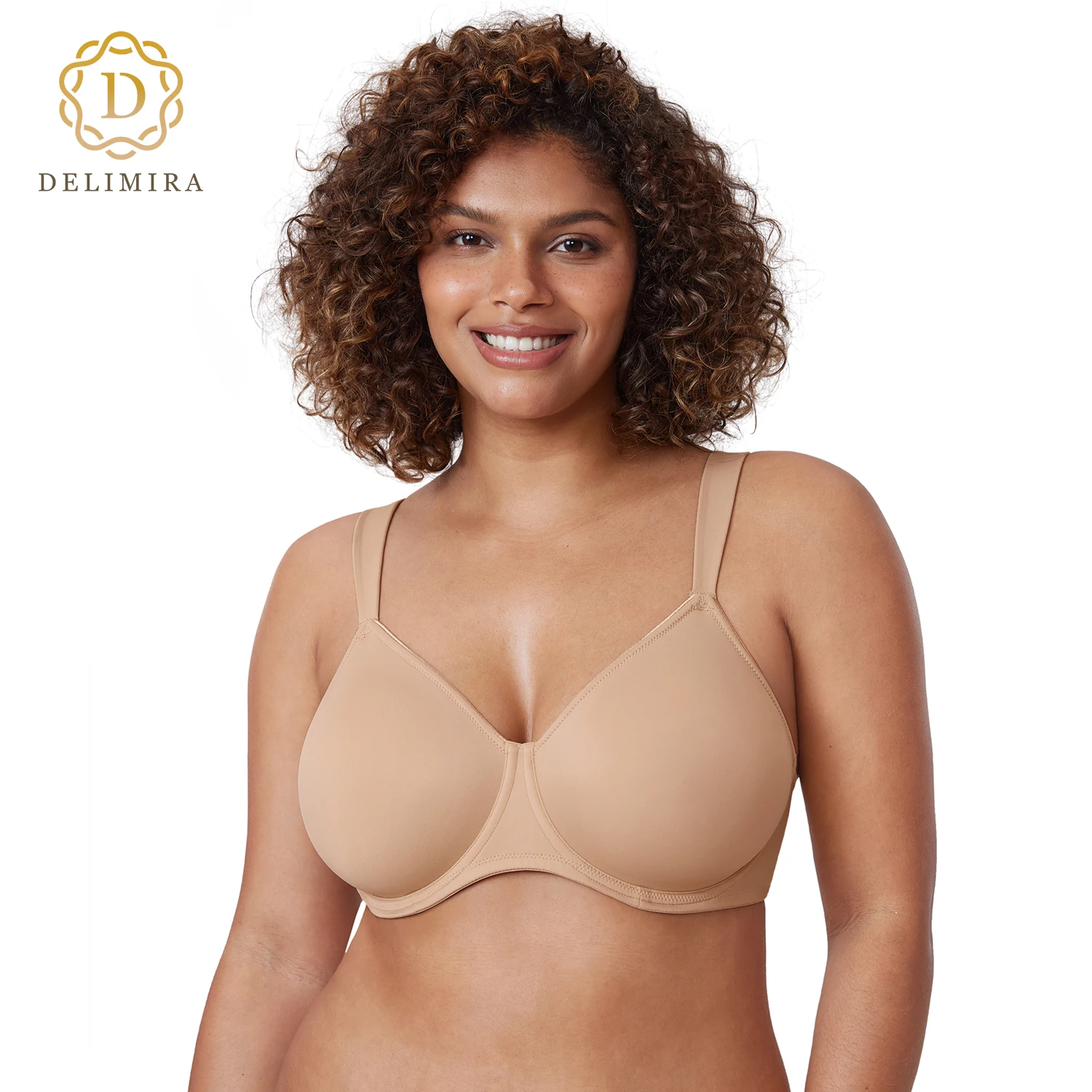 Top Trends: Delimira Minimizer Bra For Women Plus Size Smooth Full Coverage Underwire Non Padded Support Seamless T-shirt Bras Underwear G H Shoppable Styles