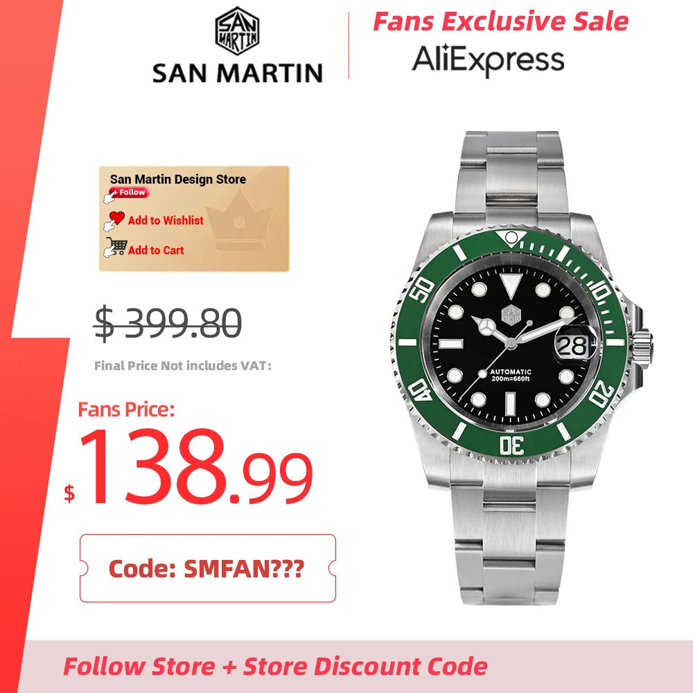 Top Trends: San Martin Men Diving Watches Luxury Business Stainless Steel Automatic Mechanical Watch Sapphire Glass Waterproof 20Bar SN0017 Shoppable Styles