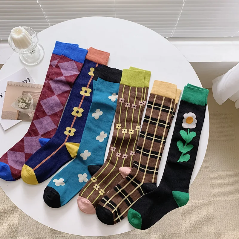 Top Trends: Calf Socks European And American Ins Abstract Art Knee-length Beautiful Legs Long Combed Cotton Tide Socks Shoppable Styles