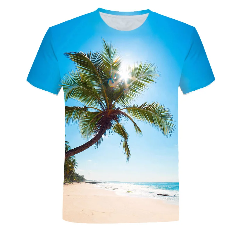 Top Trends: Natural Scenery Pattern Summer Beach Casual 3d Fashion Men's And Women's T Shirt Landscape Breathable Lightweight Sports Tops Shoppable Styles