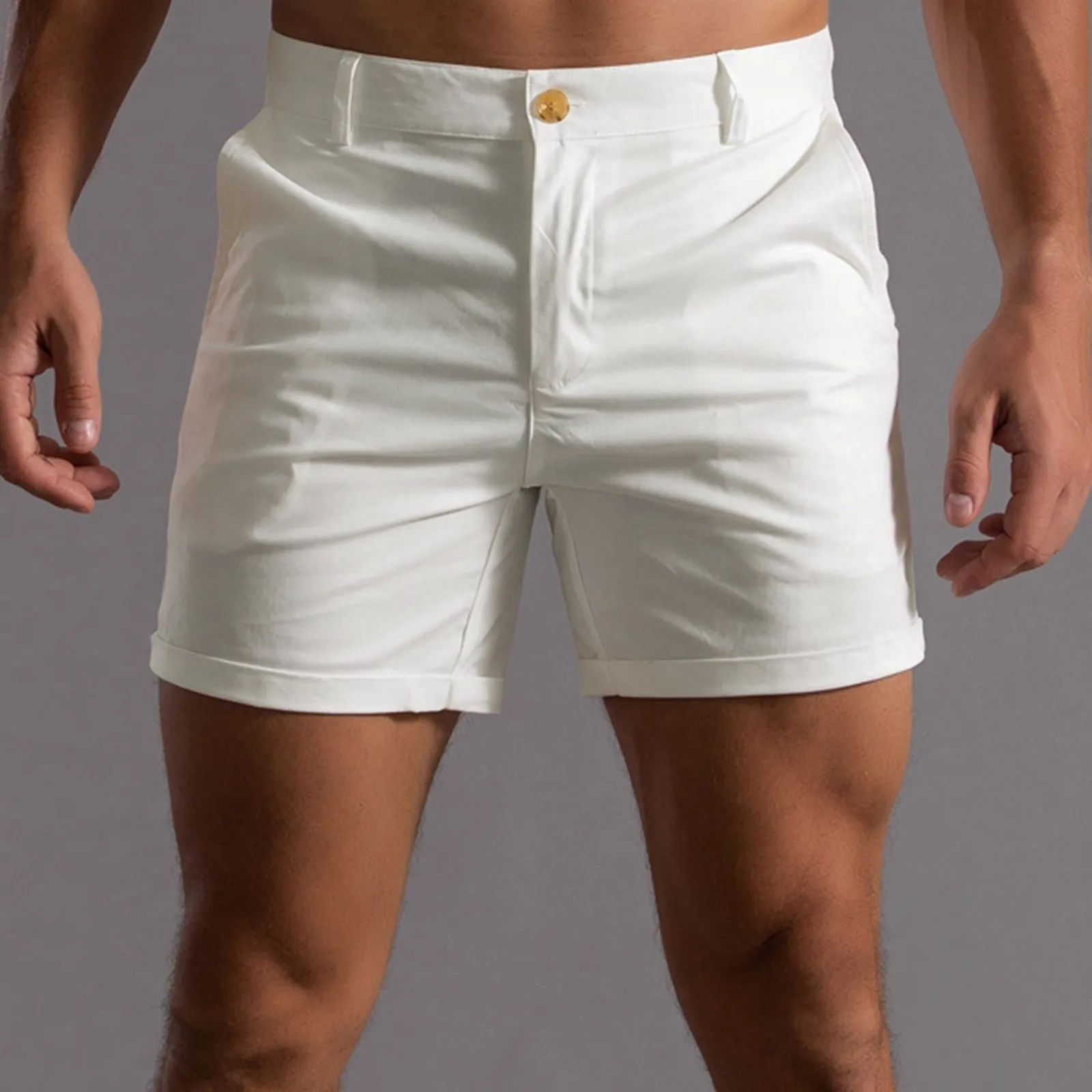 Top Trends: Cotton White  Shorts Thin Button Trunks Summer Solid Color Fashion Men&#039;S Shorts Vacation Holiday Outfits Pantalones Cortos New Shoppable Styles