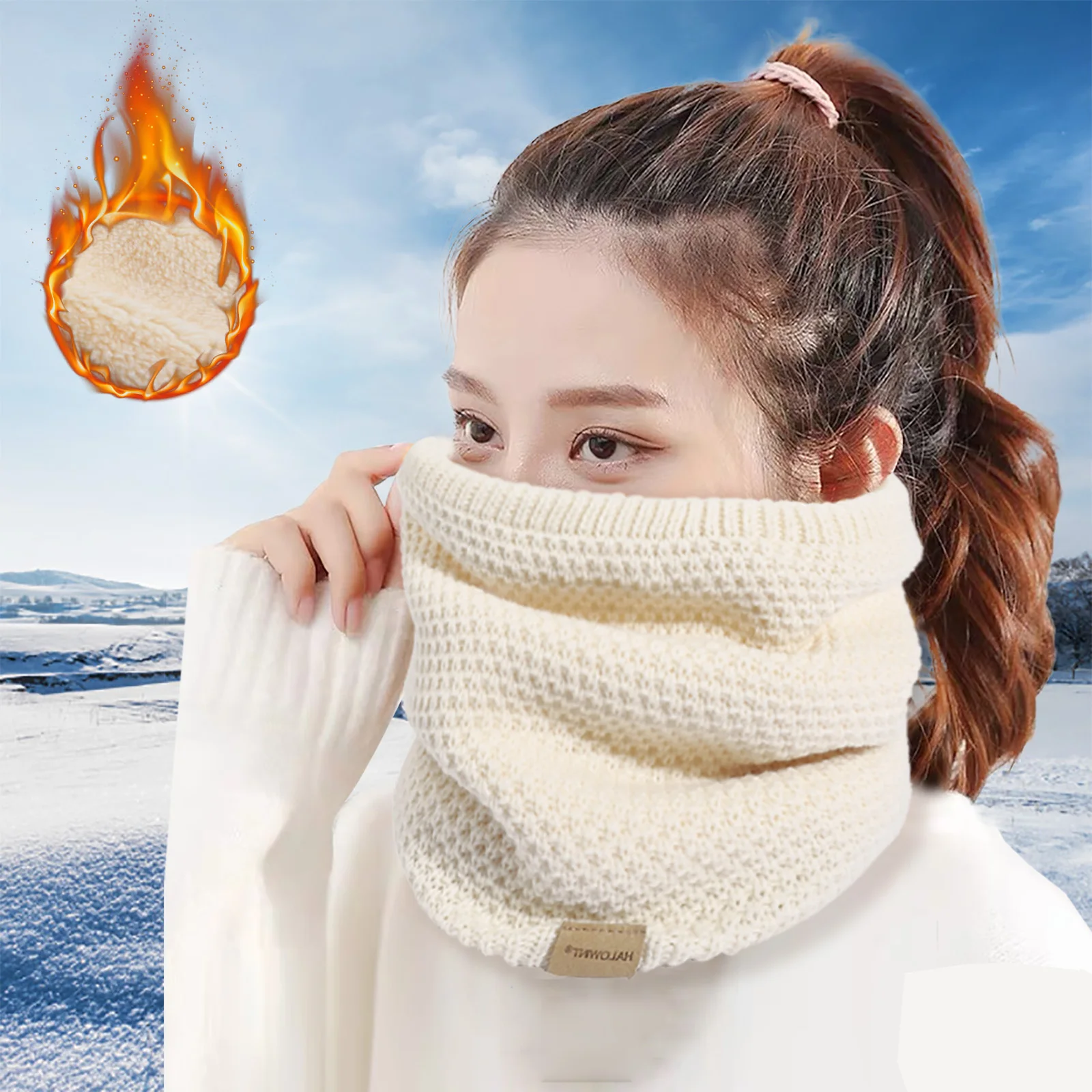 Top Trends: Knitted Scarf Winter Warm Snood Scarves Solid Thicken Wool Fur Neck Warmer Unisex Men Neck Scarfs Ring Female Pullover Scarf Shoppable Styles