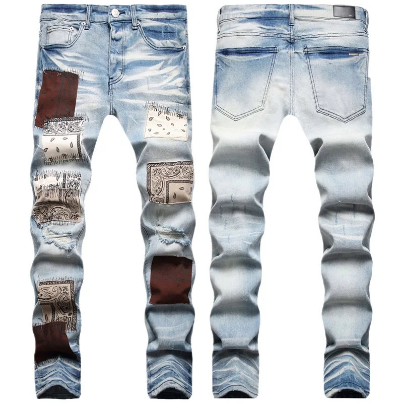 Top Trends: EH·MD Large Embroidered Men's Jeans Four Seasons Indian Style High Quality Street Fashion Zipper Slim Fit Stretch Pants Ethnic2 Shoppable Styles