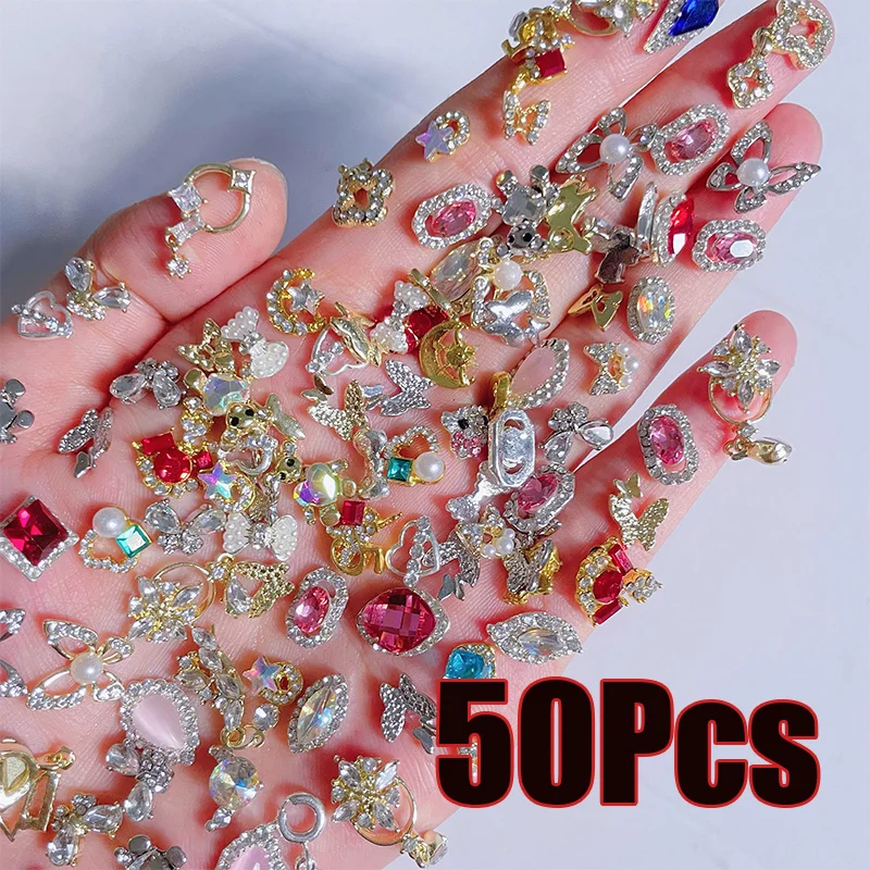 Top Trends: 50Pcs Beautiful Metal / Glass / Resin Nail Art Rhinestones 3D Butterfly Pendant / Crystal Nail Decoration DIY Spring Manicure Accesso Shoppable Styles