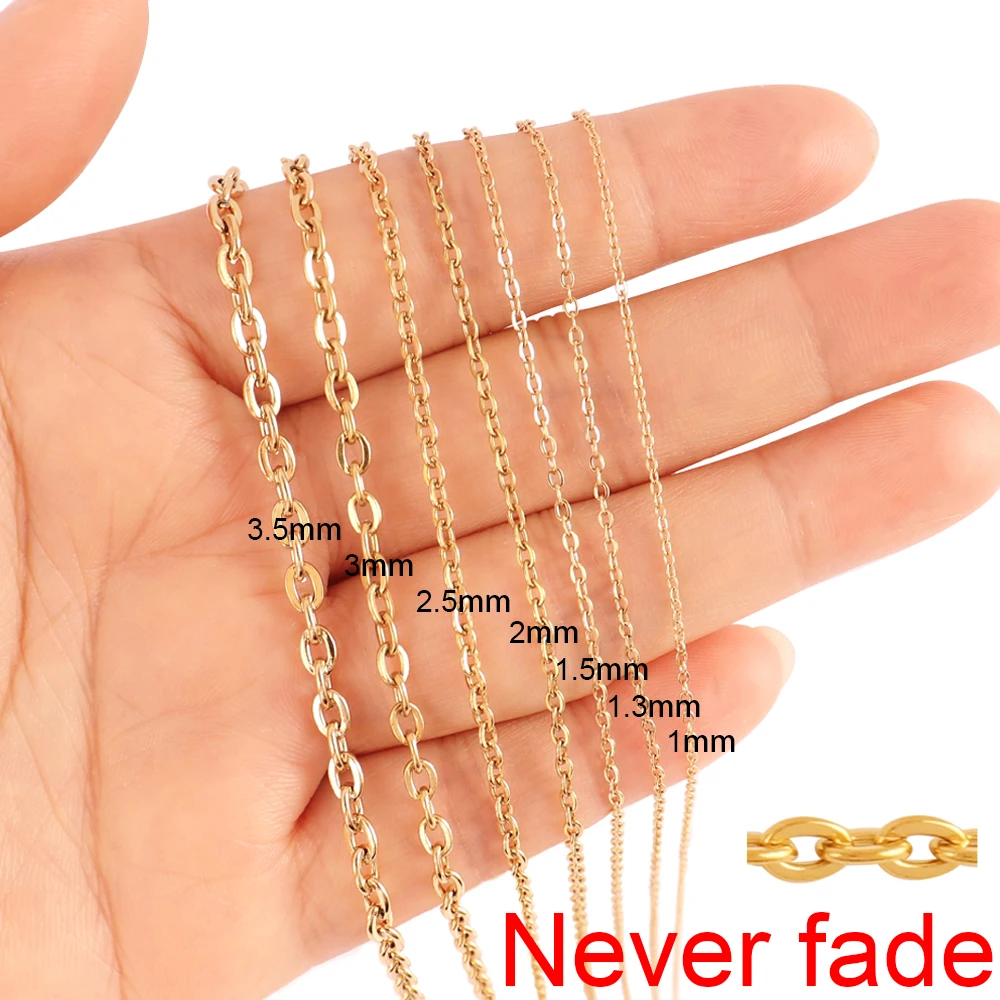 Top Trends: 1Meters 1 / 1.5 / 2mm Gold Stainless Steel Chain Necklace DIY O Shape Cross Chains For Bracelets Jewelry Making Components Shoppable Styles