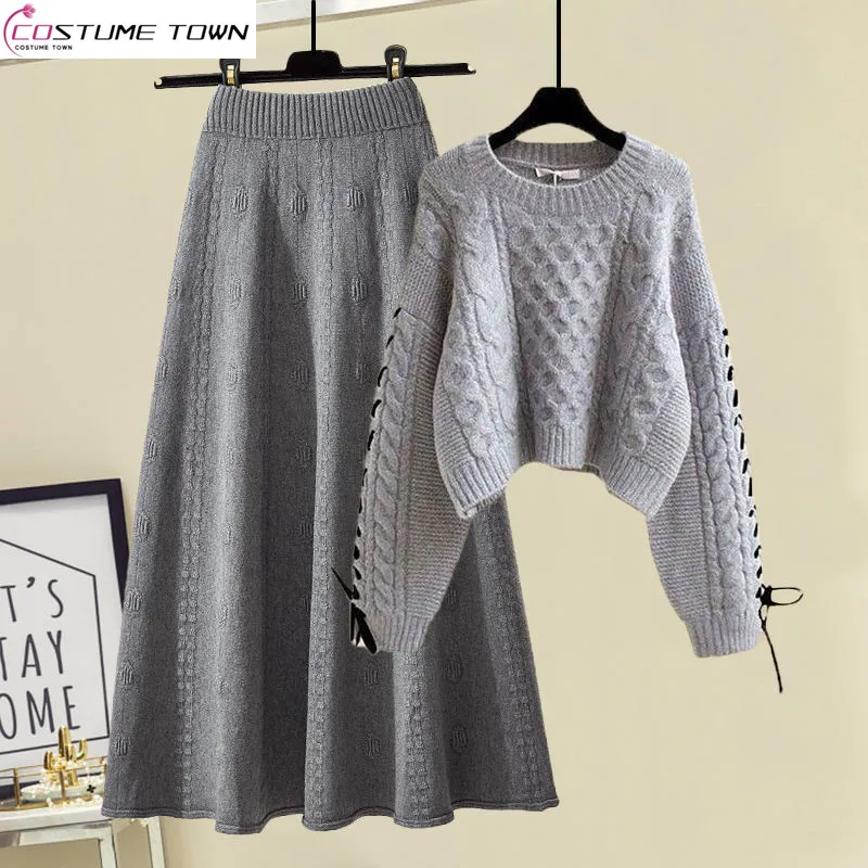 Top Trends: Autumn And Winter Set Women&#039;s 2023 New Korean Style Wear Design Feel Knitted Sweater Slim Half Skirt Two Piece Set Shoppable Styles