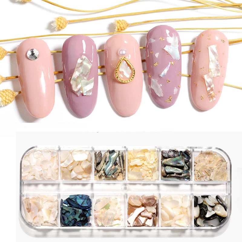 Top Trends: 12 Colors Glitter Sequins Irregular Abalone Nail Art Parts 3D Charm Abalone Shell Nail Art DIY Nail Art Decoration Shoppable Styles